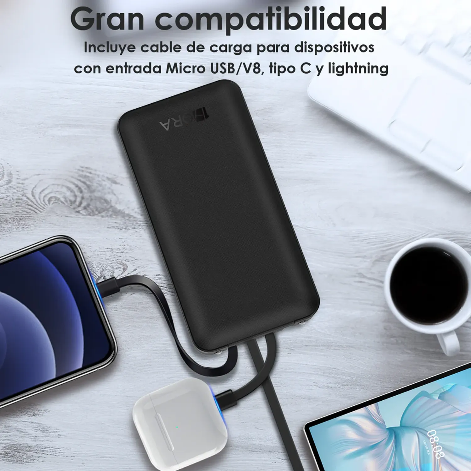 Bateria portatil power bank de 20,000 mAh - Multiples salidas. miniatura 4